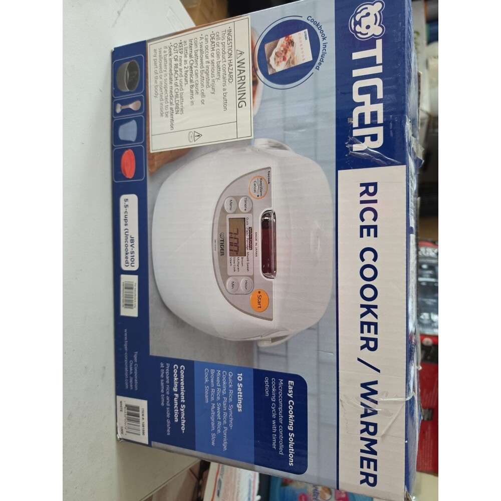 Tiger JBV-S10U 5.5 Cup Microcomputer Rice Cooker - White